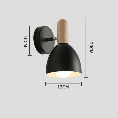 Nordic Rubberwood Adjustable Wall Lamp – 360° Rotating 90° Tilting Bedside Reading Sconce in White, Grey or Black