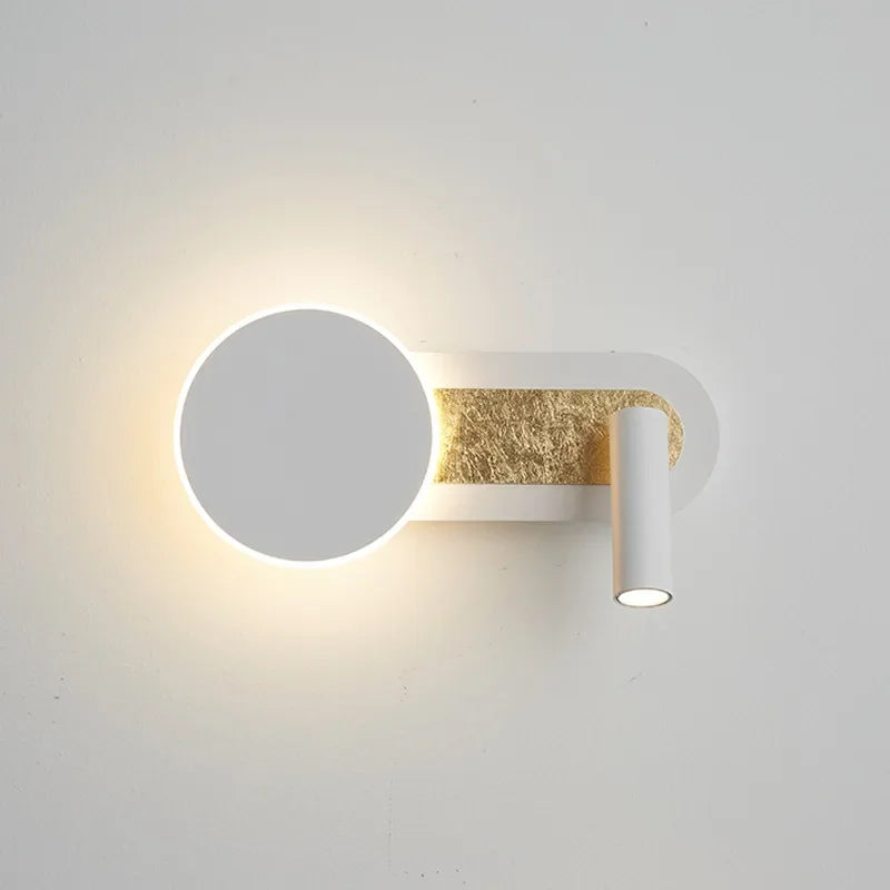 HaloBeam Dual LED Wall Light – Modern Nordic Ring Light with Adjustable Spotlight, Warm White Reading Lamp for Bedroom