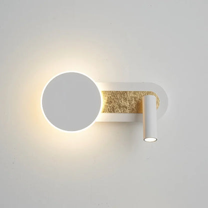 HaloBeam Dual LED Wall Light – Modern Nordic Ring Light with Adjustable Spotlight, Warm White Reading Lamp for Bedroom