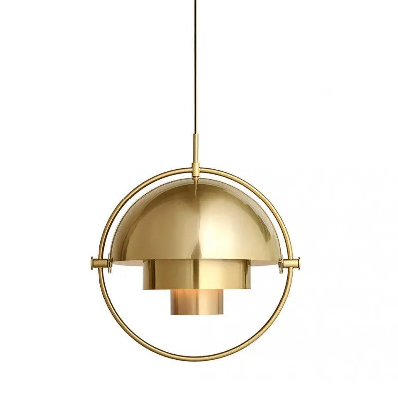 Modern Nordic Layered Dome Pendant Light – Sculptural Metal Hanging Lamp with Golden Ring in Gold, White or Black