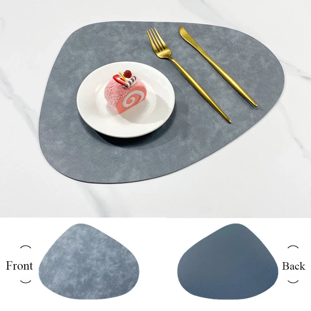 NordicDrop Double-Sided Faux Leather Placemats – Water-Drop Shaped Non-Slip Heat-Resistant Table Mats, Set of 4 or 6