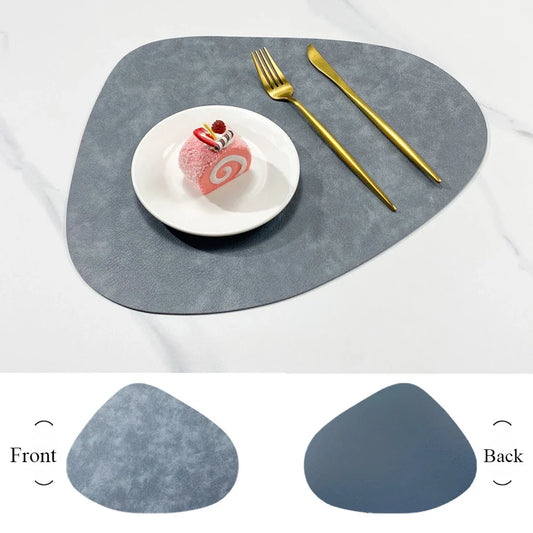 NordicDrop Double-Sided Faux Leather Placemats – Water-Drop Shaped Non-Slip Heat-Resistant Table Mats, Set of 4 or 6