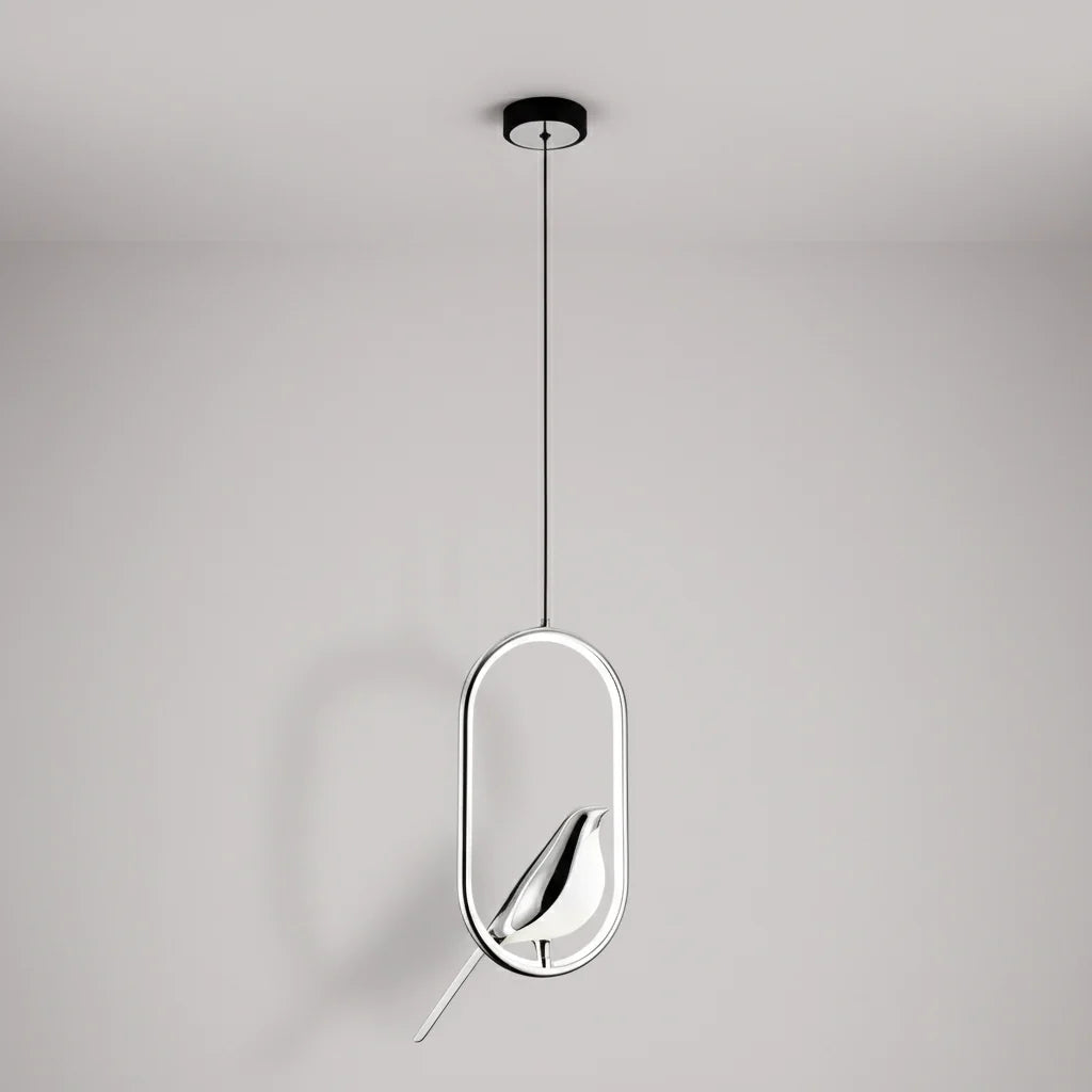 Nordic Magpie LED Pendant Light – Modern Bird Ring Chandelier, 31W Warm or Cool White Hanging Lamp for Dining & Living Room