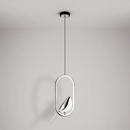 Nordic Magpie LED Pendant Light – Modern Bird Ring Chandelier, 31W Warm or Cool White Hanging Lamp for Dining & Living Room