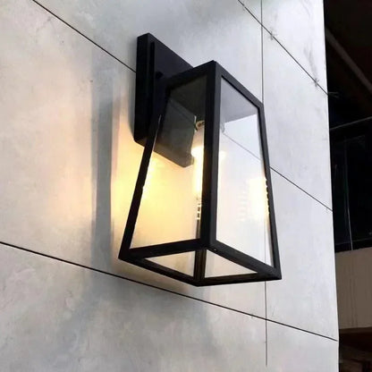 Verona Modern Outdoor Wall Lantern – European-Style Geometric Glass or Acrylic Weatherproof Porch Light in Matte Black