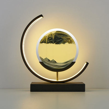 Sandlight Rotating Quicksand Art LED Table Lamp – 3D Moving Sand Picture Night Light, Relaxing Desk Decor