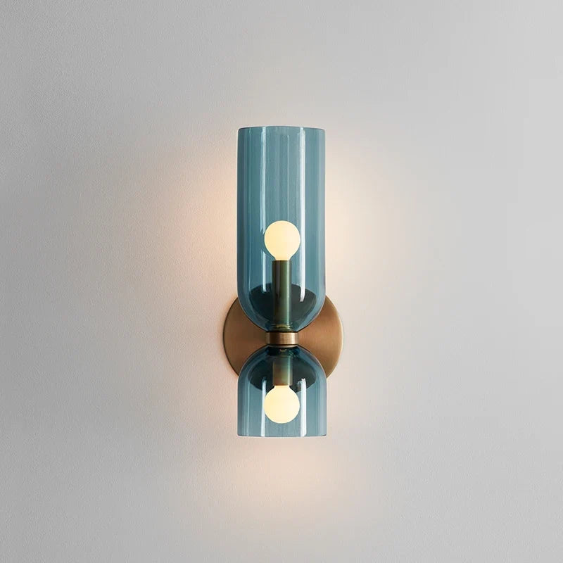 Nordic Smoked Glass Tube Wall Lamp – Modern Up & Down Cylinder Wall Sconce for Hallway, Bedroom & Living Room