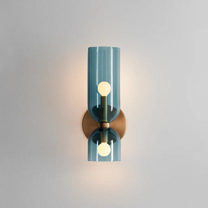 Nordic Smoked Glass Tube Wall Lamp – Modern Up & Down Cylinder Wall Sconce for Hallway, Bedroom & Living Room