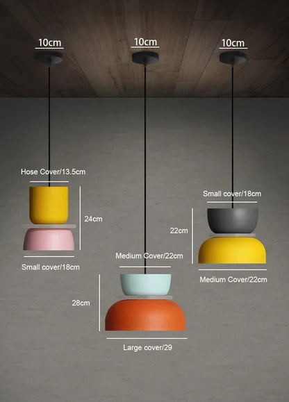 Nordic Colorful Macaron Pendant Light – Two-Tone Scandinavian Hanging Lamp, E26 Bulb, 3 Sizes for Dining, Kitchen & Kids Room