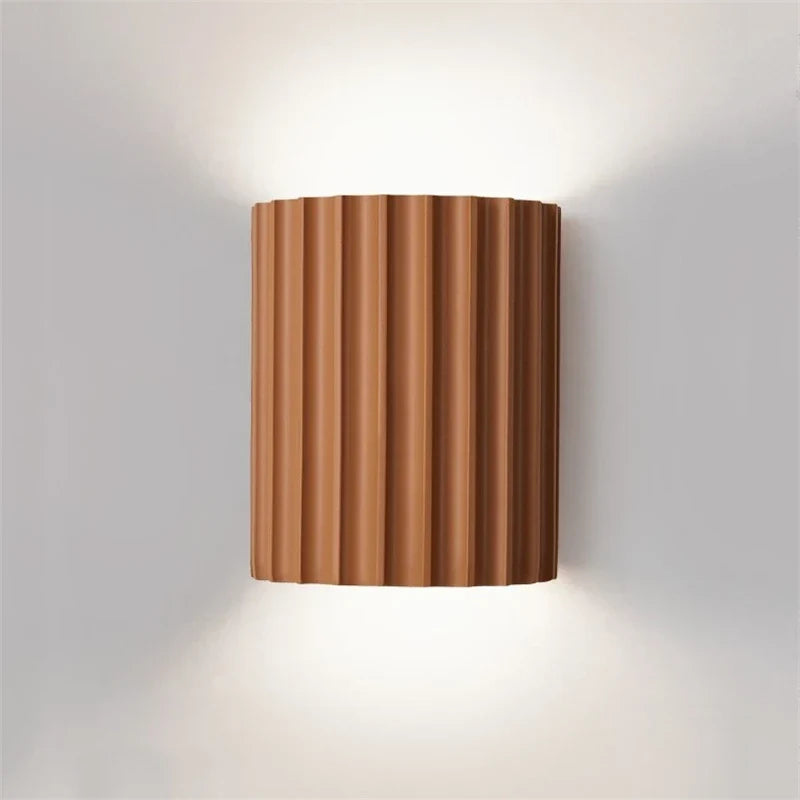 Nordic Modern Resin Wall Lamp – Ribbed Up & Down Wall Sconce, Sculptural Indoor Wall Light for Bedroom & Living Room