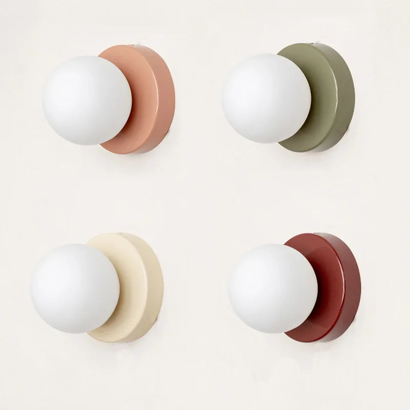 Macaron LED Wall Lamp – Modern Colorful Glass Mini Wall Sconce, Warm White Light for Bedroom, Hallway & Kids Room