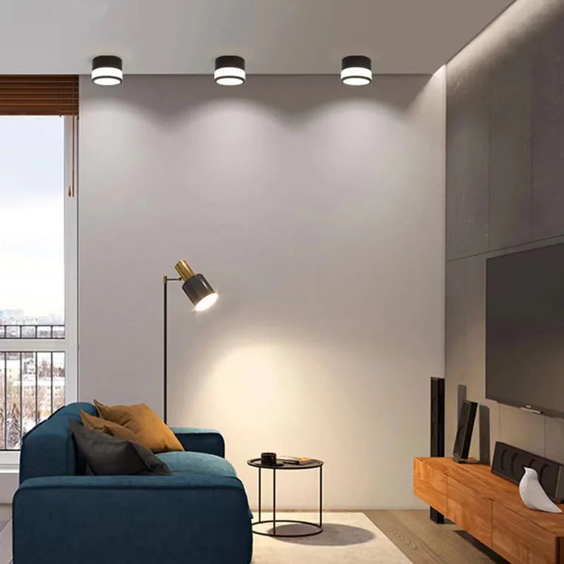 Nordic Surface-Mounted LED Downlight – 9W or 15W Slim Round Ceiling Spotlight, Warm or Cool White for Hallway & Bedroom