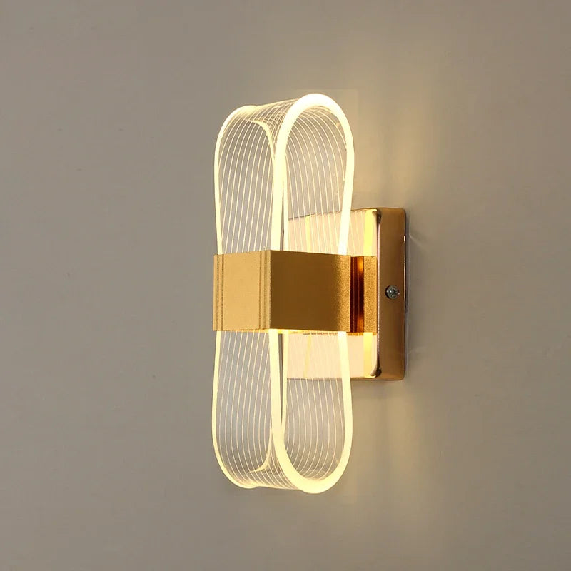 Nordic Luxury Looped LED Wall Lamp – Modern Gold Aluminum Decorative Wall Sconce with Warm 3000K Light for Bedroom & Hallway