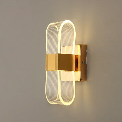 Nordic Luxury Looped LED Wall Lamp – Modern Gold Aluminum Decorative Wall Sconce with Warm 3000K Light for Bedroom & Hallway