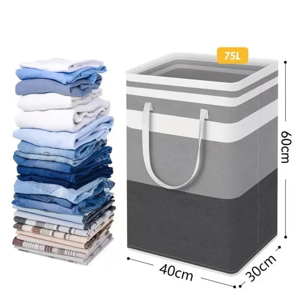 Lauva 75L Waterproof Foldable Laundry Hamper – Large Fabric Clothes Basket with Sturdy Handles for Laundry, Toys & Storage