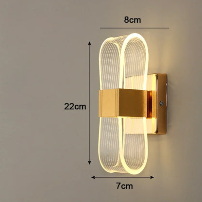 Nordic Luxury Looped LED Wall Lamp – Modern Gold Aluminum Decorative Wall Sconce with Warm 3000K Light for Bedroom & Hallway
