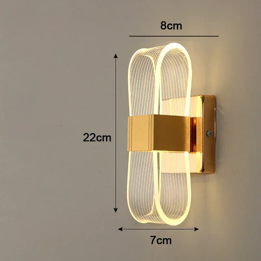 Nordic Luxury Looped LED Wall Lamp – Modern Gold Aluminum Decorative Wall Sconce with Warm 3000K Light for Bedroom & Hallway