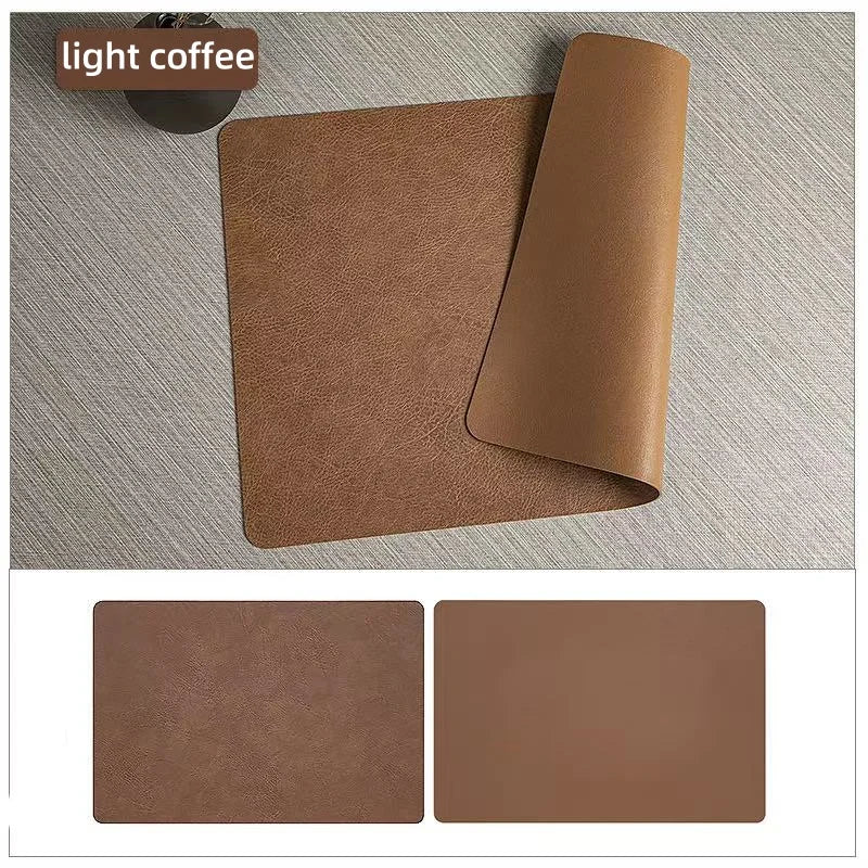 DuoMat Double-Sided Faux Leather Placemats – Heat-Resistant Waterproof PU Leather Table Mats, Set of 4 or 6, 7 Colors