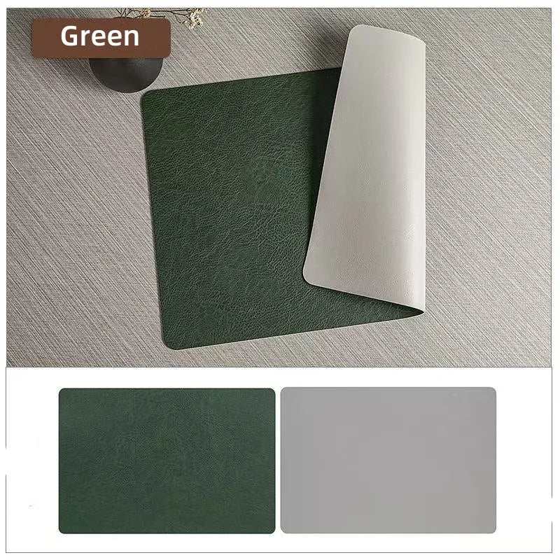 DuoMat Double-Sided Faux Leather Placemats – Heat-Resistant Waterproof PU Leather Table Mats, Set of 4 or 6, 7 Colors