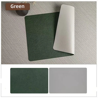 DuoMat Double-Sided Faux Leather Placemats – Heat-Resistant Waterproof PU Leather Table Mats, Set of 4 or 6, 7 Colors