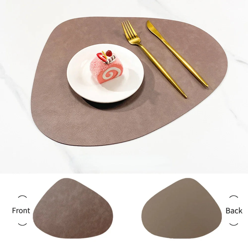 NordicDrop Double-Sided Faux Leather Placemats – Water-Drop Shaped Non-Slip Heat-Resistant Table Mats, Set of 4 or 6