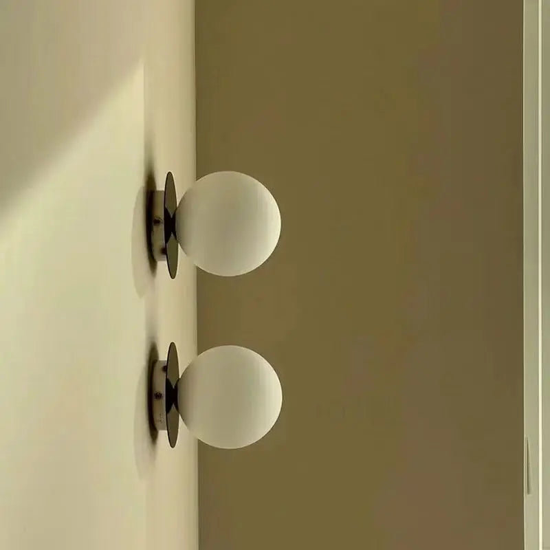 Nordic Opal Globe Glass Wall Lamp – Minimalist Bathroom Vanity & Bedroom Wall Sconce in Black, Gold, Chrome or Silver