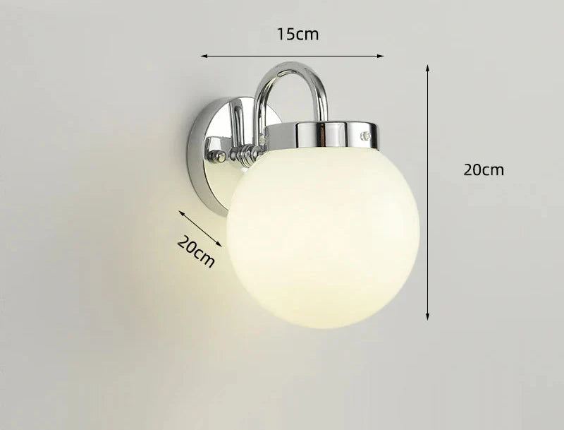 Quashion Modern Ribbed Glass Globe Wall Lamp – Polished Chrome or Brass Minimalist Wall Sconce for Bathroom, Bedroom & Hallway