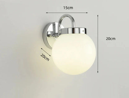 Quashion Modern Ribbed Glass Globe Wall Lamp – Polished Chrome or Brass Minimalist Wall Sconce for Bathroom, Bedroom & Hallway