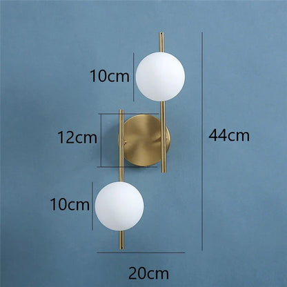 Astra Gold Frosted Glass Globe Wall Light – Modern Single or Double Globe Wall Sconce for Bedroom, Hallway & Bathroom