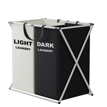 TriSort Multi-Compartment Laundry Hamper – Foldable 2 or 3 Section Clothes Sorter with Oxford Fabric & Aluminum Frame