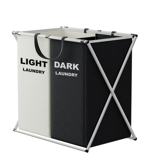 TriSort Multi-Compartment Laundry Hamper – Foldable 2 or 3 Section Clothes Sorter with Oxford Fabric & Aluminum Frame