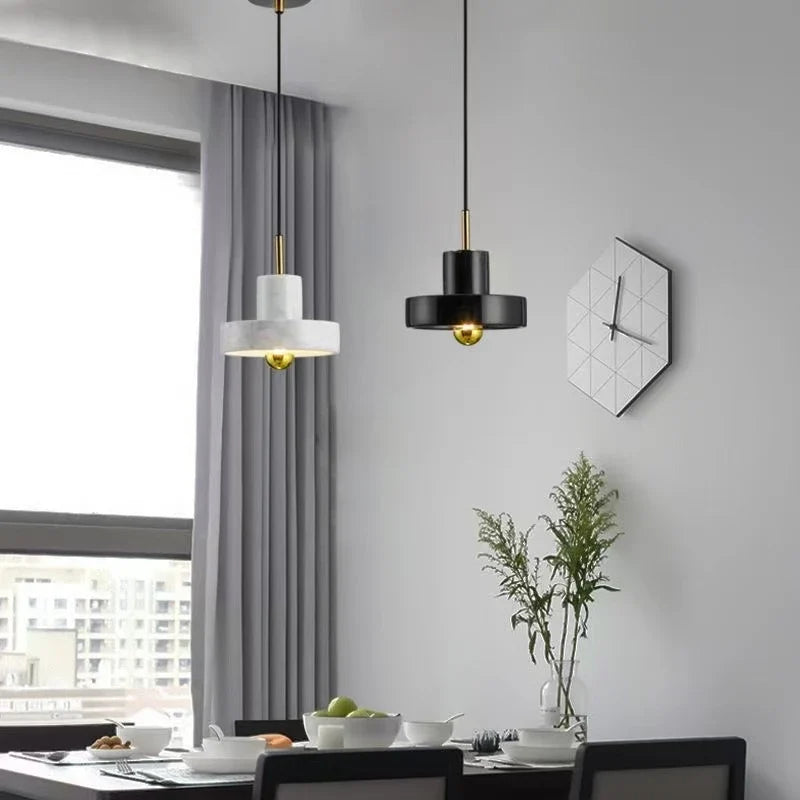 Natural Marble Stone Pendant Lamp – Postmodern Sculptural Hanging Light in Black, Dark Green or White Marble for Dining