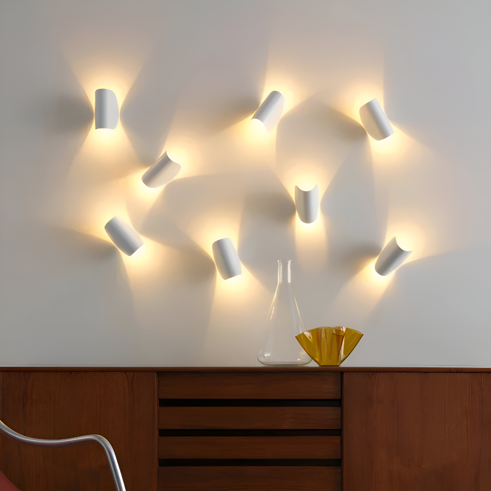 Twist Adjustable LED Wall Light – Modern Geometric Rotating Metal Wall Lamp in Black, White, Blue or Red for Bedside Reading