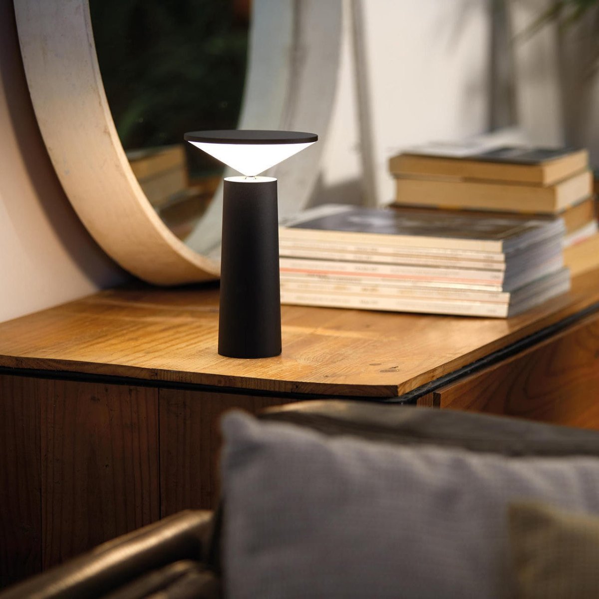 Aurora Cone Dimmable Table Lamp – Modern Designer Desk Lamp with 360° Rotating Tilting Shade for Bedroom & Home Office