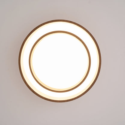Vaako Walnut Finish LED Ceiling Lamp – Realistic Wood-Grain Flush Mount Light, 40 or 50 cm, Warm or Cool White