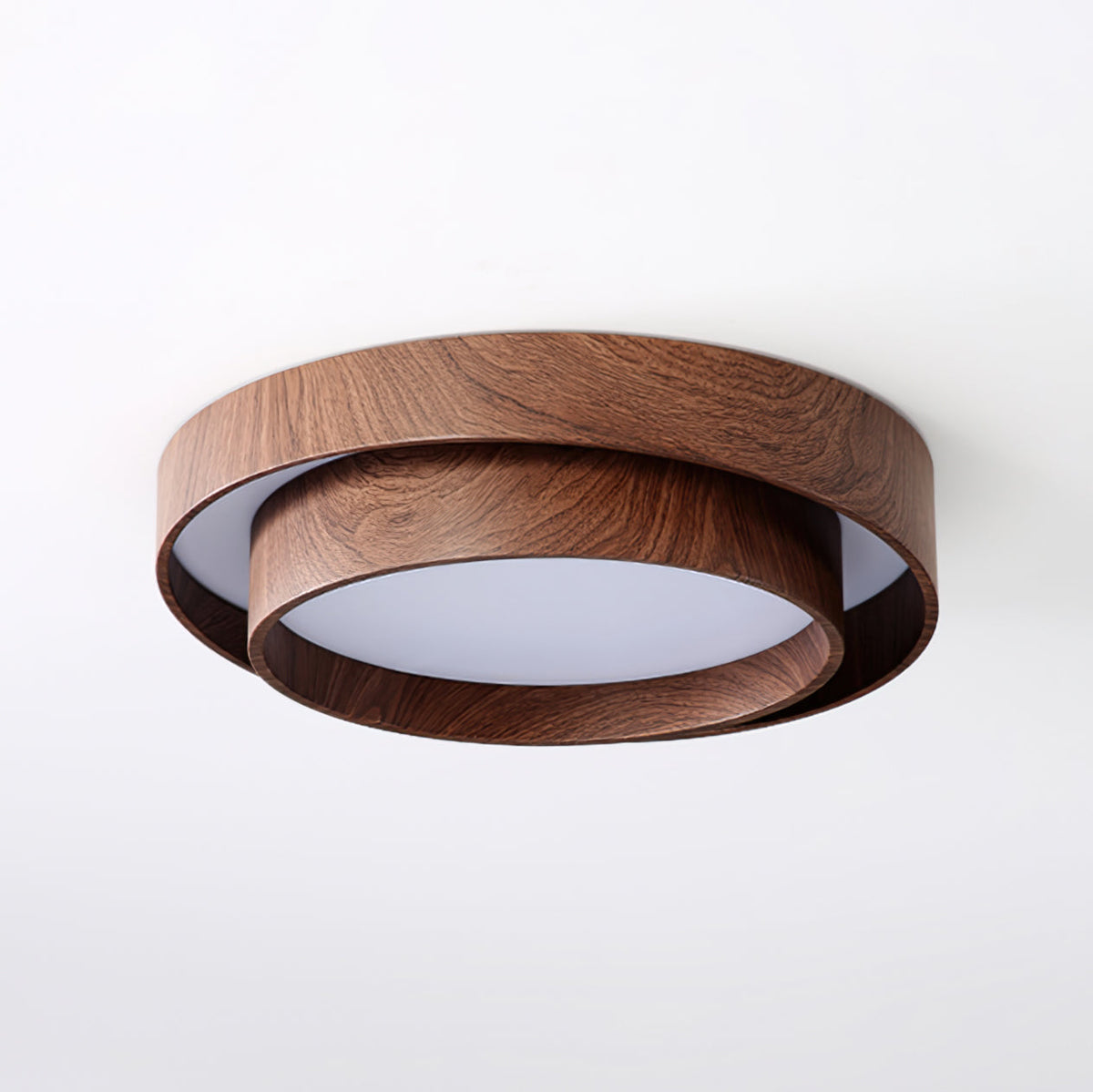 Vaako Walnut Finish LED Ceiling Lamp – Realistic Wood-Grain Flush Mount Light, 40 or 50 cm, Warm or Cool White