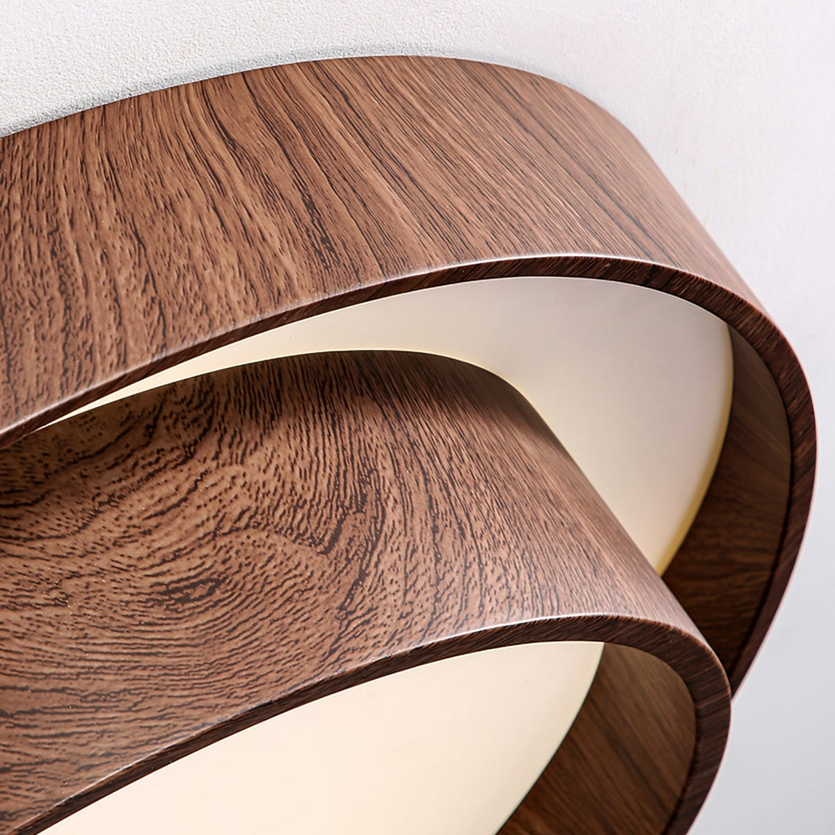 Vaako Walnut Finish LED Ceiling Lamp – Realistic Wood-Grain Flush Mount Light, 40 or 50 cm, Warm or Cool White