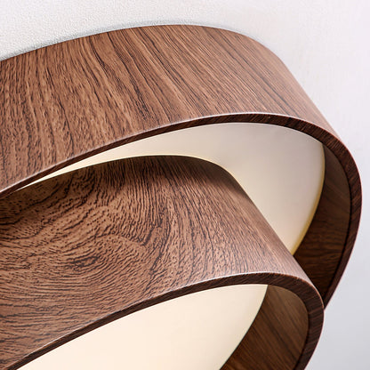 Vaako Walnut Finish LED Ceiling Lamp – Realistic Wood-Grain Flush Mount Light, 40 or 50 cm, Warm or Cool White