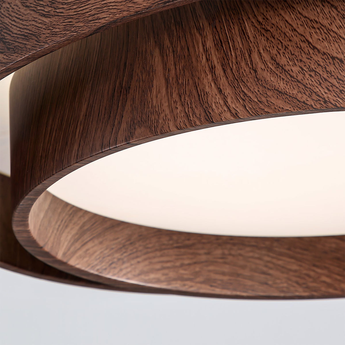 Vaako Walnut Finish LED Ceiling Lamp – Realistic Wood-Grain Flush Mount Light, 40 or 50 cm, Warm or Cool White