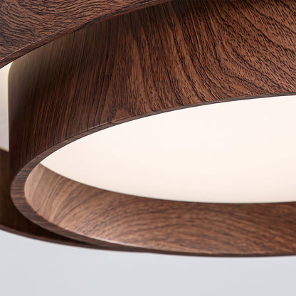 Vaako Walnut Finish LED Ceiling Lamp – Realistic Wood-Grain Flush Mount Light, 40 or 50 cm, Warm or Cool White