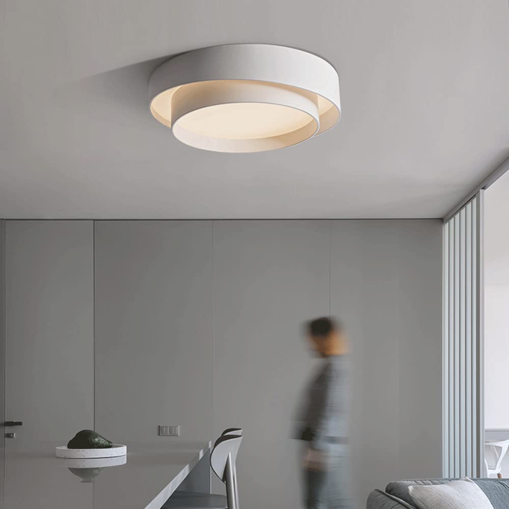 Modern Nordic Round LED Ceiling Light – Minimalist Flush Mount Fixture in Black or White, 40 to 60 cm for Living Room & Bedroom