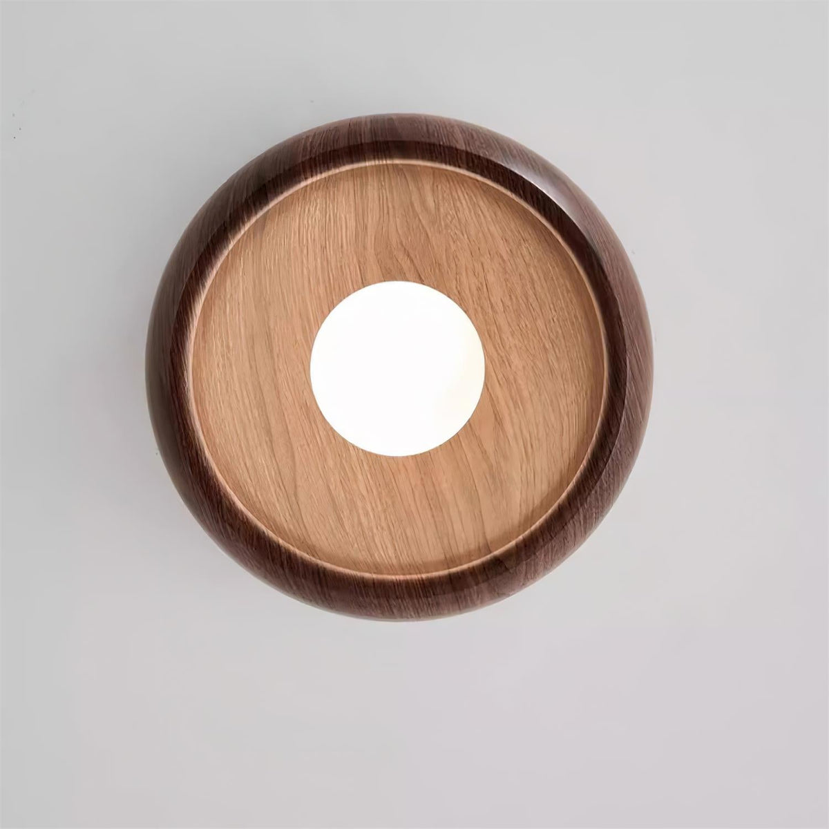 Albanora Modern Minimalist Wooden LED Ceiling Lamp – Low-Glare Warm White Flush Mount Light in Walnut or Natural Wood