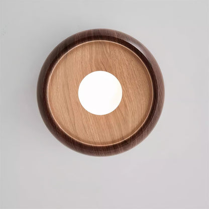 Albanora Modern Minimalist Wooden LED Ceiling Lamp – Low-Glare Warm White Flush Mount Light in Walnut or Natural Wood