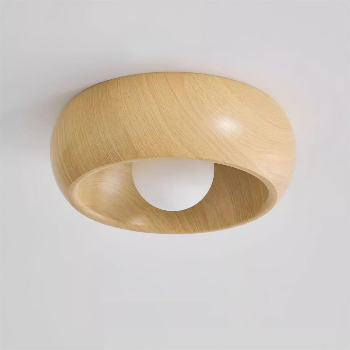 Albanora Modern Minimalist Wooden LED Ceiling Lamp – Low-Glare Warm White Flush Mount Light in Walnut or Natural Wood