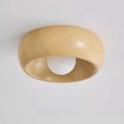Albanora Modern Minimalist Wooden LED Ceiling Lamp – Low-Glare Warm White Flush Mount Light in Walnut or Natural Wood