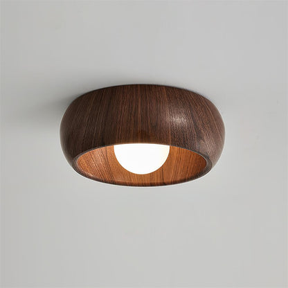 Albanora Modern Minimalist Wooden LED Ceiling Lamp – Low-Glare Warm White Flush Mount Light in Walnut or Natural Wood