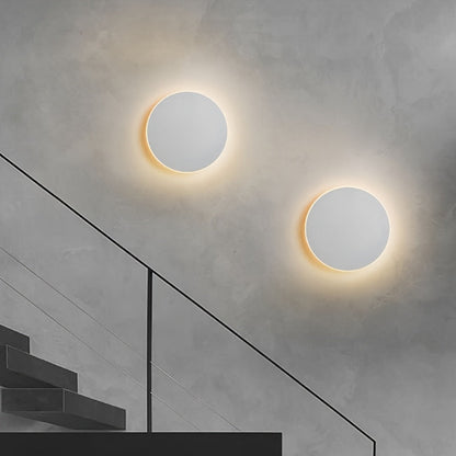 Minimalist Round LED Wall Light – Sleek Nordic 20 cm Warm White Wall Sconce in Black, White or Grey for Hallway & Stairs