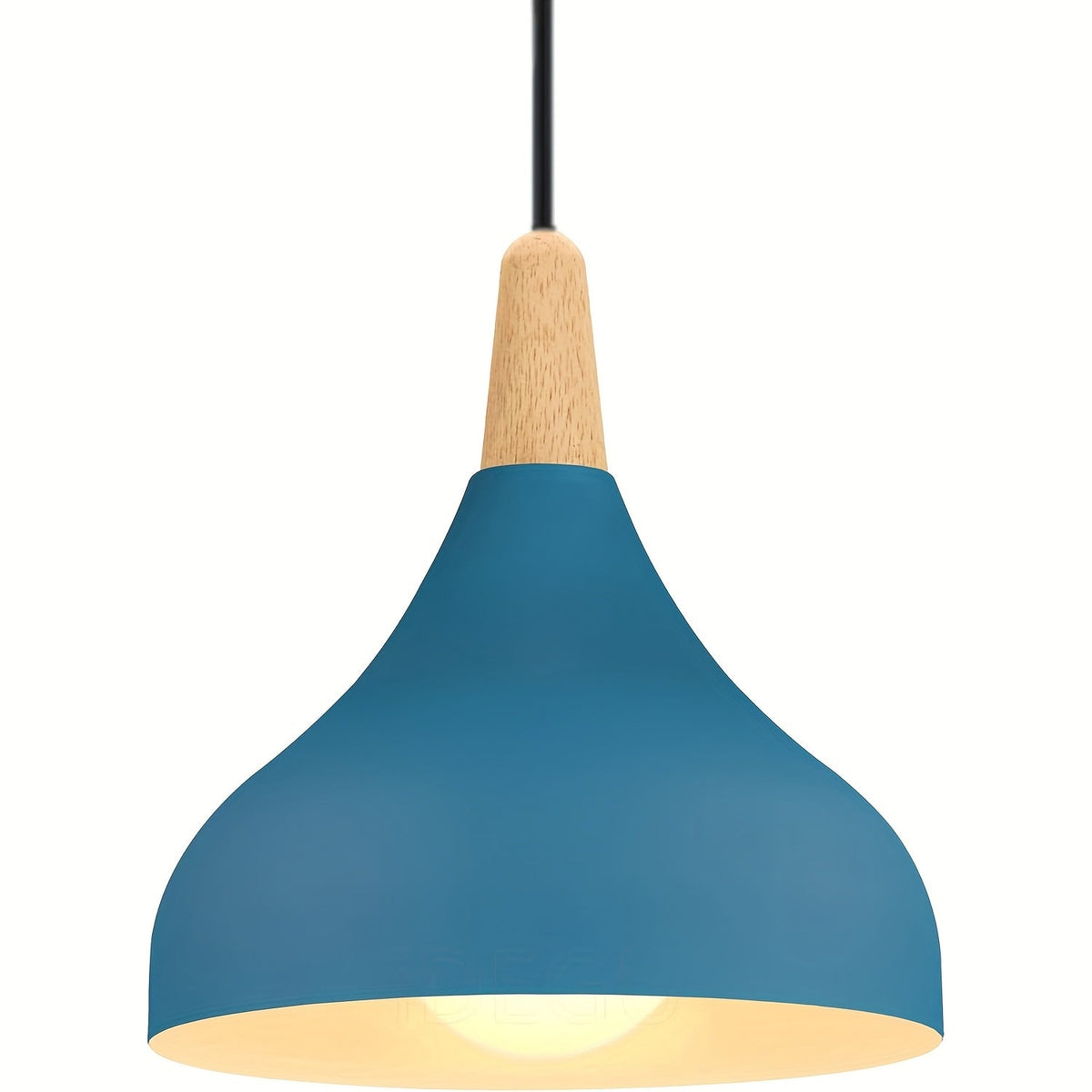 Modern Teardrop Metal & Wood Pendant Light – Scandinavian Hanging Lamp with 100 cm Adjustable Cord in 9 Colors