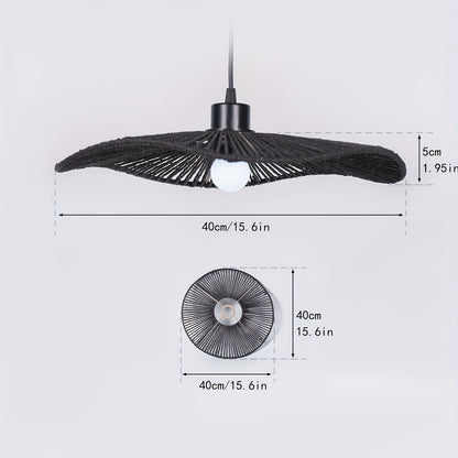 Handwoven Paper Rope Wave Pendant Light Shade – Sculptural Artistic Woven Lampshade in Khaki or Black for Dining Table