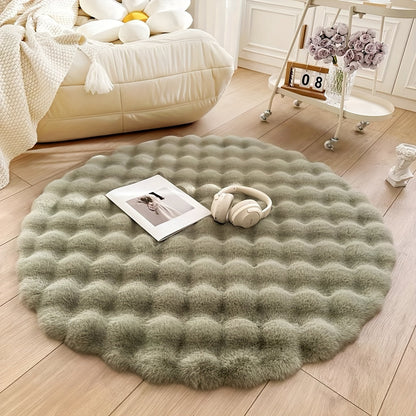 Cloud Comfort Round Bubble Rug – Ultra-Soft Fluffy Circle Carpet, Modern 3D Textured Area Rug for Bedroom & Living Room